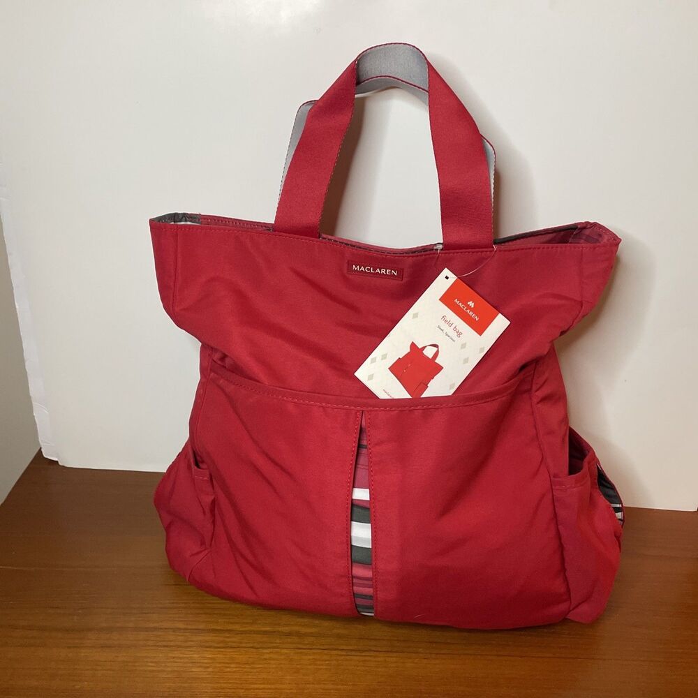 Maclaren Red Field Bag Diaper Tote with Pockets, Pad & Adjustable Strap NEW - Picture 3 of 15